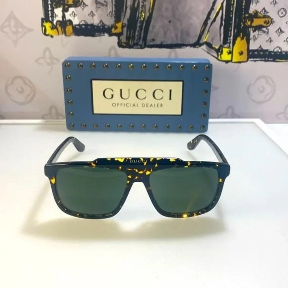 New Gucci Green Square Men's Sunglasses  GG1039S 002 as seen on Rihanna